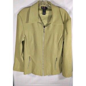 R & K Original Jacket Long Sleeve Womans Size 8 Lime Green Silver Detail Pockets